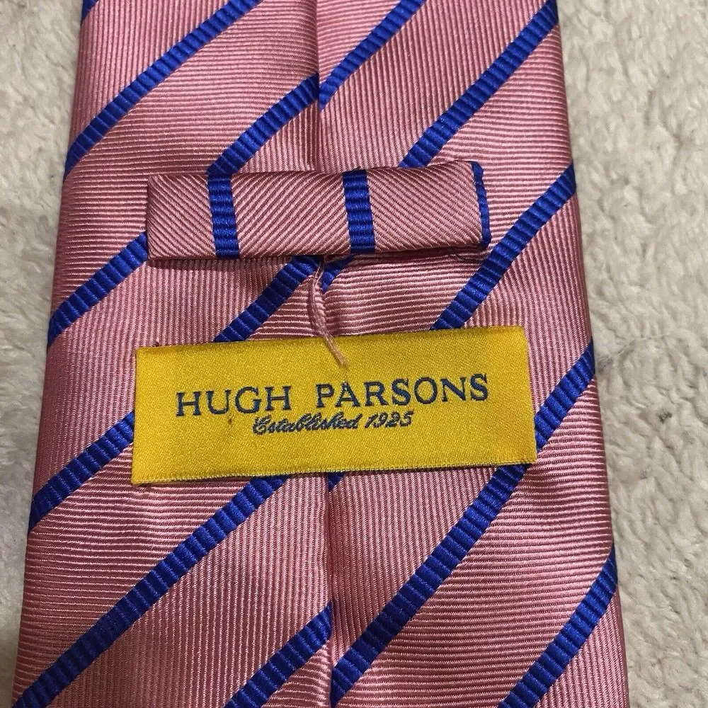 HUGH PARSONS‎ 100% Silk Tie Made in Italy Pink & Royal Blue 59